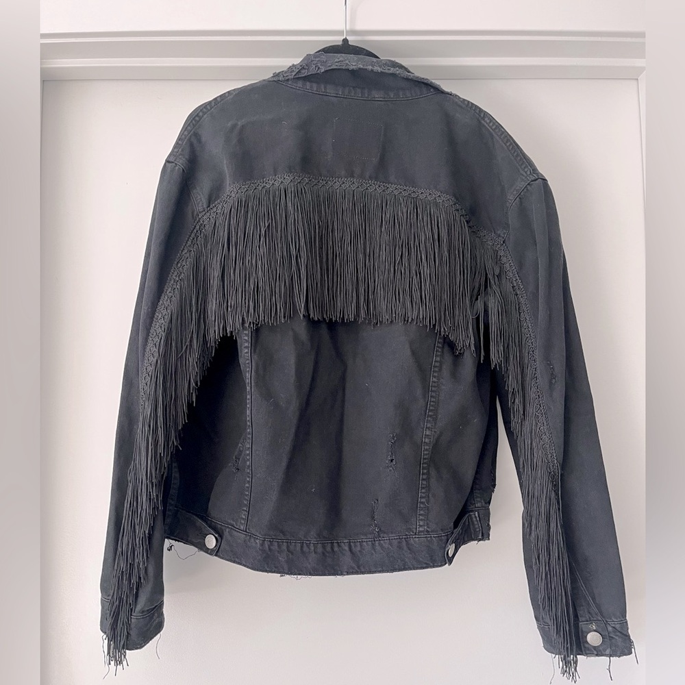 Zara | Fringe Denim Jacket | Black | S